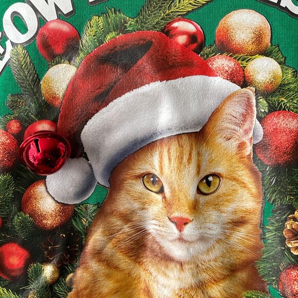 IML Orange Cat MEOWY CHRISTMAS Jingle Bells Ugly Christmas Sweatshirt Size L - Picture 2 of 5